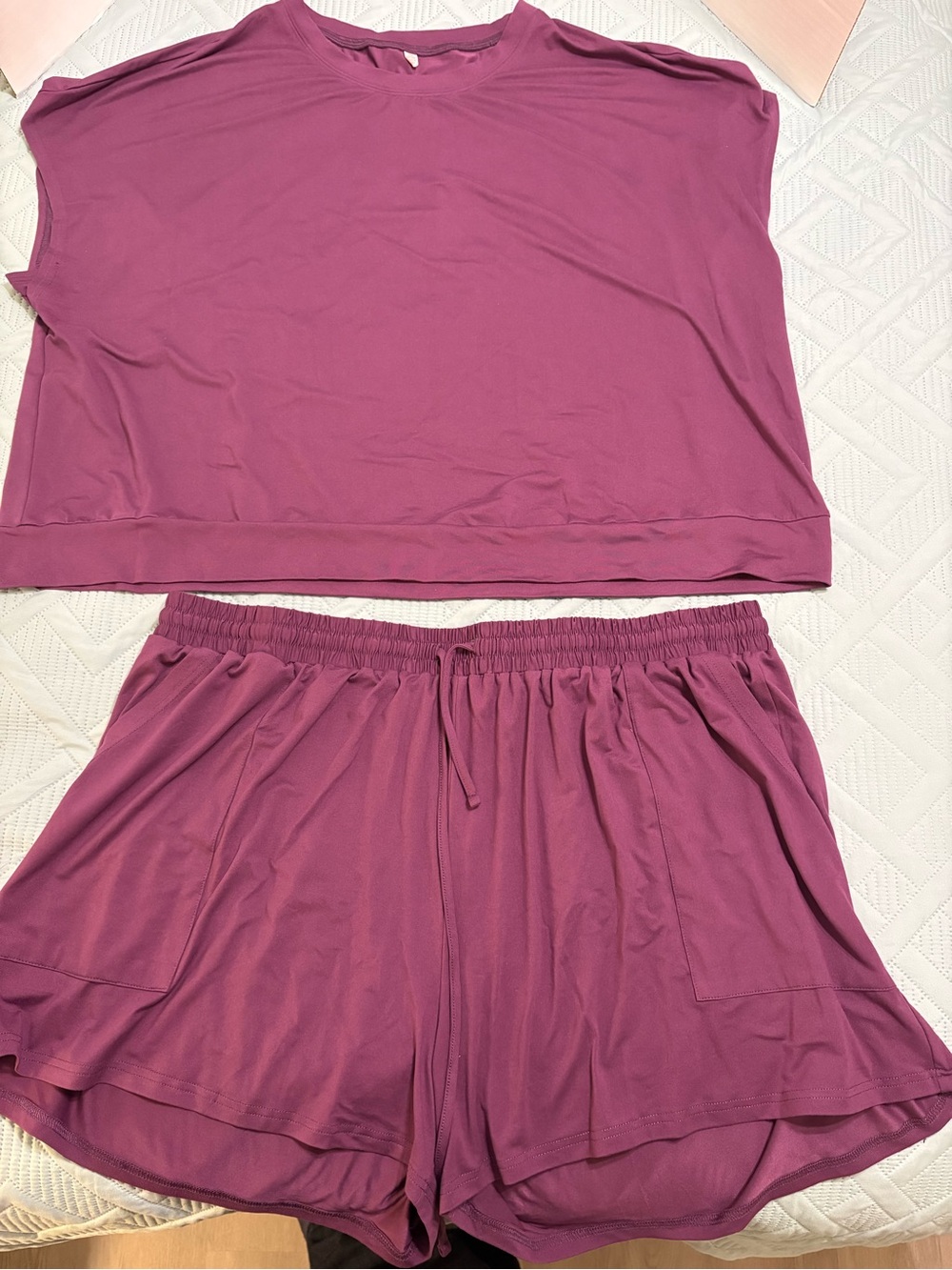 Women’s Violet Purple Short Set 2 Piece Casual Lounge Size 4XL.